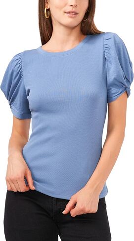 1.STATE Womens Ribbed Crewneck Pullover Top Yellow S in Saudi Arabia