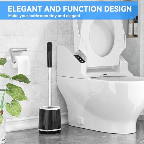 فرشاة المرحاض TRENTI، مجموعة فرشاة المرحاض وحامل، رأس فرشاة المرحاض مع حامل التهوية، مجموعة فرشاة المرحاض المدمجة المثبتة على الحائط للتنظيف العميق للحمام (1، أبيض) in Kuwait