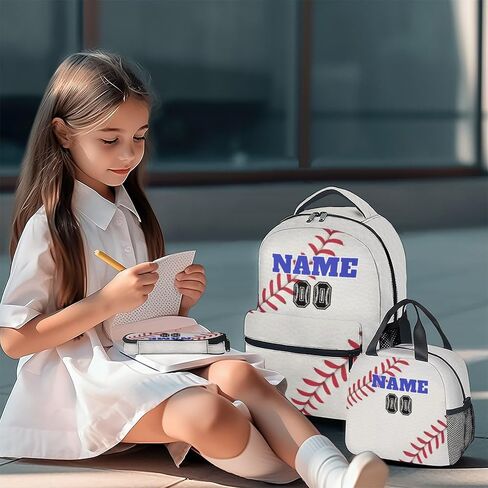 Baseball Backpacks Kids, 16 Inch Cute Backpack for School, White Lightweight Bookbag for Girls in Saudi Arabia