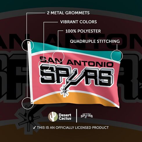 Desert Cactus San Antonio Spurs Flag NBA 100% Polyester Indoor Outdoor 3x5 feet National Basketball Association Team Flags (Vintage Flag A) in Saudi Arabia