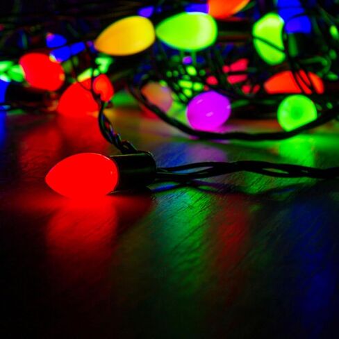 25 حزمة من مصابيح C9 LED الحمراء، مصابيح بديلة C9 لأضواء شجرة عيد الميلاد في الفناء وسلسلة أضواء خارجية داخلية، قاعدة متوسطة E17/C9، 7 وات، أحمر سيراميكي in Saudi Arabia