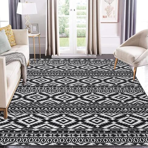 9x12 Area Rug Vintage Washable Living Room Rug Boho Distressed Accent Carpet Ultra-Soft Non Slip Floor Cover Indoor Low Pile Non-Shedding Foldable Thin Rug for Bedroom Nursery Dorm Multi in Saudi Arabia