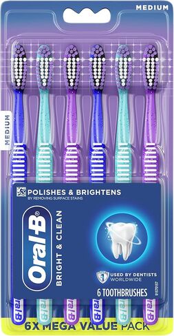 فرشاة أسنان أورال-بي برايت آند كلين - متوسطة، عدد 6 in Kuwait