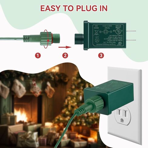 Feekoon 29V 13W الفئة 2 LED شجرة عيد الميلاد استبدال المكونات، 9.8ft إمدادات تمديد سلك الطاقة مع تشغيل / إيقاف التبديل القدم لشجرة عيد الميلاد ضوء استبدال ساحة محول قابل للنفخ (الأخضر) in Kuwait