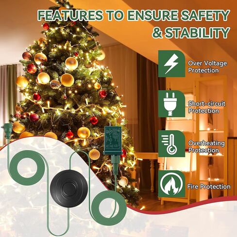 Feekoon 29V 13W الفئة 2 LED شجرة عيد الميلاد استبدال المكونات، 9.8ft إمدادات تمديد سلك الطاقة مع تشغيل / إيقاف التبديل القدم لشجرة عيد الميلاد ضوء استبدال ساحة محول قابل للنفخ (الأخضر) in Kuwait