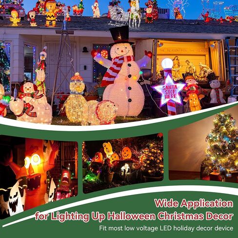 Feekoon 29V 13W الفئة 2 LED شجرة عيد الميلاد استبدال المكونات، 9.8ft إمدادات تمديد سلك الطاقة مع تشغيل / إيقاف التبديل القدم لشجرة عيد الميلاد ضوء استبدال ساحة محول قابل للنفخ (الأخضر) in Kuwait