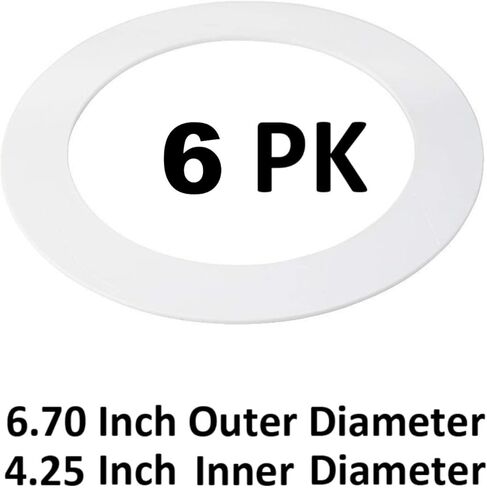 6 Pack Gloss White Goof Trim Ring for 4" Inch Recessed Can Lighting Down Light, Outer Diameter 6.7 Inches, Inner Diameter 4.2 Inches in Saudi Arabia