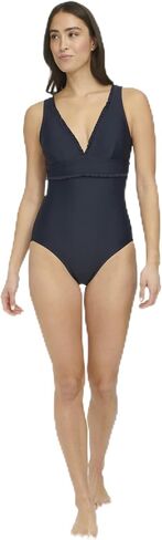Tommy Hilfiger Women's Micro Ruffle Over The Shoulder Everyday Basic One Piece in Saudi Arabia
