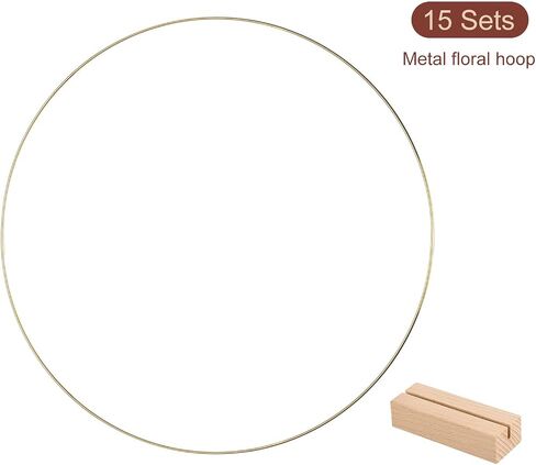 MECCANIXITY Metal Floral Hoop 12 Inch Wreath Rings Centerpiece Table Decorations Gold Tone for DIY Wedding Birthday Party Events 15 Set in Saudi Arabia