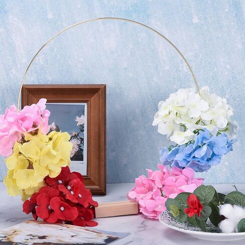 MECCANIXITY Metal Floral Hoop 12 Inch Wreath Rings Centerpiece Table Decorations Gold Tone for DIY Wedding Birthday Party Events 15 Set in Saudi Arabia