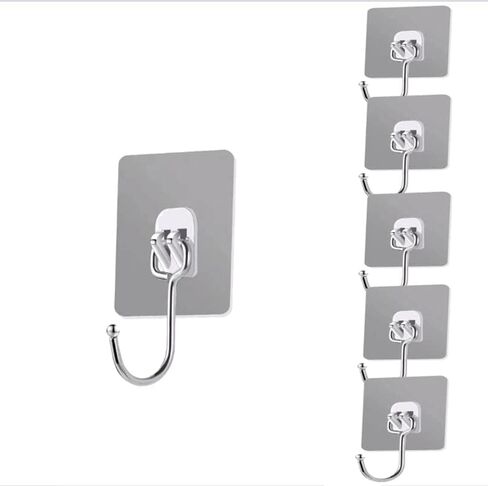 6 Pcs Wall Hooks Strong Bathroom washbasin Transparent Removable Wall Hooks in Saudi Arabia