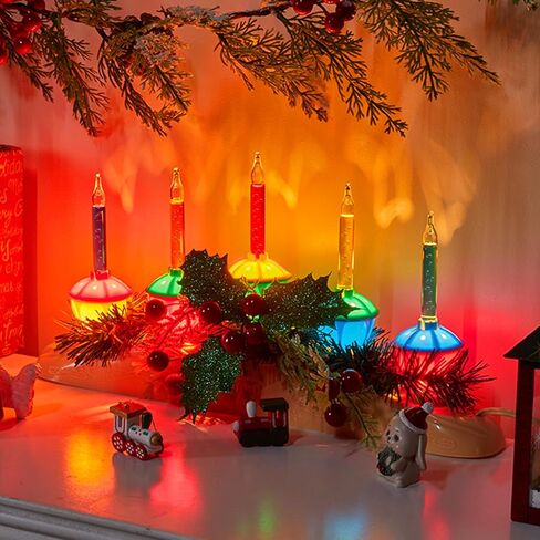 Brightown Christmas Bubble Lights Candle Lamp, Christmas Bubble Nights Lights with 5 Counts Bulbs, Plug in Christmas Window Candles Lamps, E12 Base, Vintage Bubble Lights for Holiday Home Decorations in Saudi Arabia
