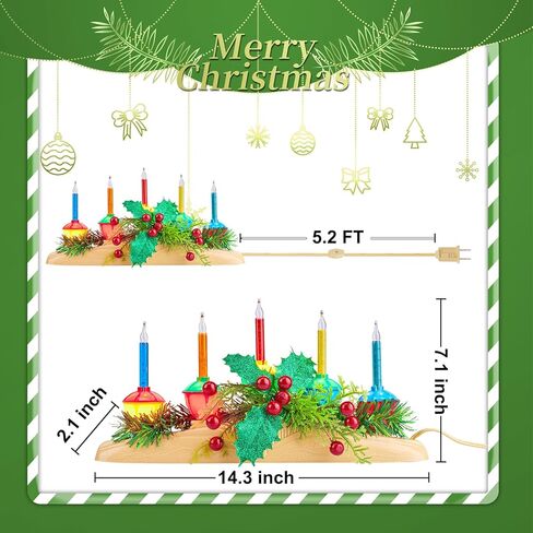 Brightown Christmas Bubble Lights Candle Lamp, Christmas Bubble Nights Lights with 5 Counts Bulbs, Plug in Christmas Window Candles Lamps, E12 Base, Vintage Bubble Lights for Holiday Home Decorations in Saudi Arabia