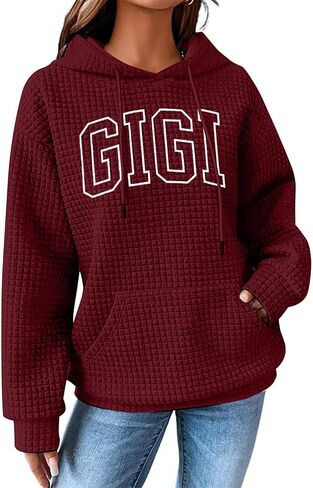 UNIQUEONE Grandma Sweatshirt Women Hoodies: Gigi Sweatshirts For Grandma Nana Life Waffle Drawstring Hooded With Pocket in Saudi Arabia