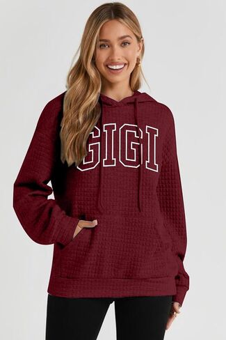 UNIQUEONE Grandma Sweatshirt Women Hoodies: Gigi Sweatshirts For Grandma Nana Life Waffle Drawstring Hooded With Pocket in Saudi Arabia