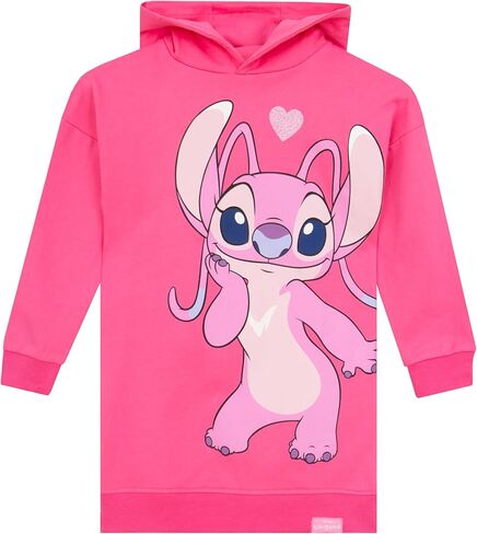 Disney Stitch Hoodie For Girls | Stitch And Angel Girls Hoodie | Girls Long Hoodie | Stitch Clothes For Girls | Sizes 6 To 14 in Saudi Arabia