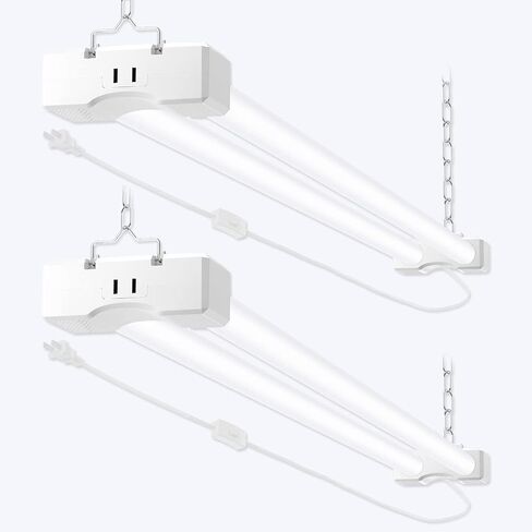 LED Shop Light 4ft Garage Light, led Light Tube with Power Cord, 110-220 V AC, 40watt Equivalent 250watt Light Efficiency, Ultra-Bright 5600Lm, 5000k White Light (2 Pack) in Saudi Arabia