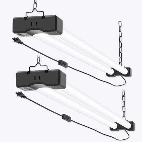 LED Shop Light 4ft Garage Light, led Light Tube with Power Cord, 110-220 V AC, 40watt Equivalent 250watt Light Efficiency, Ultra-Bright 5600Lm, 5000k White Light (2 Pack) in Saudi Arabia