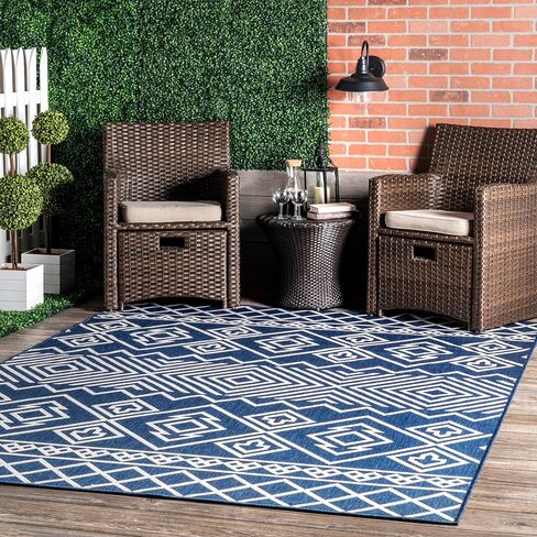 سجادة NuLOOM Celine Aztec للأماكن الداخلية/الخارجية، مقاس 5x8، أزرق in Saudi Arabia