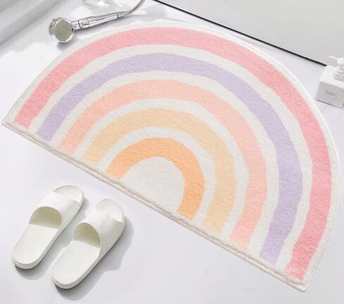 Cute Rainbow Sugar Colors Bathroom Rugs Non-Slip Washable Absorbent Plush Microfiber Floor Doormats Bath Mat Super Soft for Entrance Decoration Indoor Water Absorption (Green, 50 * 80cm) in Saudi Arabia