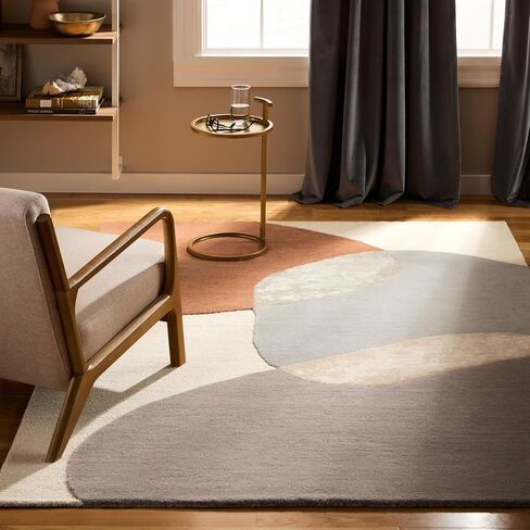 سجادة TOWN & COUNTRY LUXE Olso مجردة ملونة مصنوعة يدويًا من الصوف، بيج/صدأ/رمادي، 15.24 سم × 22.86 سم in Kuwait