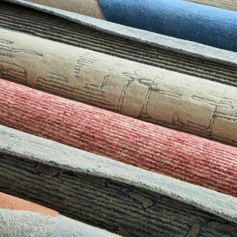 سجادة TOWN & COUNTRY LUXE Olso مجردة ملونة مصنوعة يدويًا من الصوف، بيج/صدأ/رمادي، 15.24 سم × 22.86 سم in Kuwait
