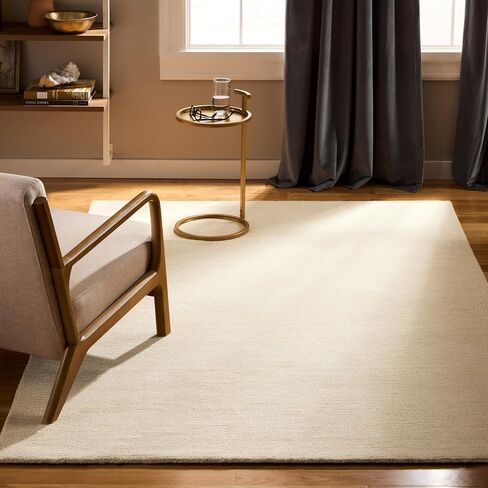 TOWN & COUNTRY LUXE Rita Ribbed Textured Hand Tufted 100% Wool Area Rug, Taupe/Ivory, 8"x10" in Kuwait