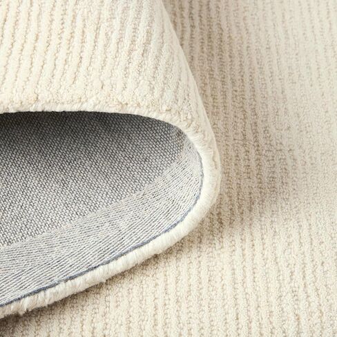 TOWN & COUNTRY LUXE Rita Ribbed Textured Hand Tufted 100% Wool Area Rug, Taupe/Ivory, 8"x10" in Kuwait