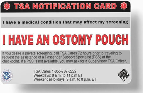 TSA Notification Card for Ostomy/Colostomy Pouch/Bag - Wallet Version (2) in Saudi Arabia