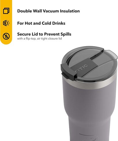 RTIC 20 oz Insulated Tumbler Stainless Steel Coffee Travel Mug with Lid, Spill Proof, Hot Beverage and Cold, Portable Thermal Cup for Car, Camping, Graphite in Kuwait