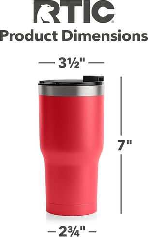 RTIC 20 oz Insulated Tumbler Stainless Steel Coffee Travel Mug with Lid, Spill Proof, Hot Beverage and Cold, Portable Thermal Cup for Car, Camping, Graphite in Kuwait