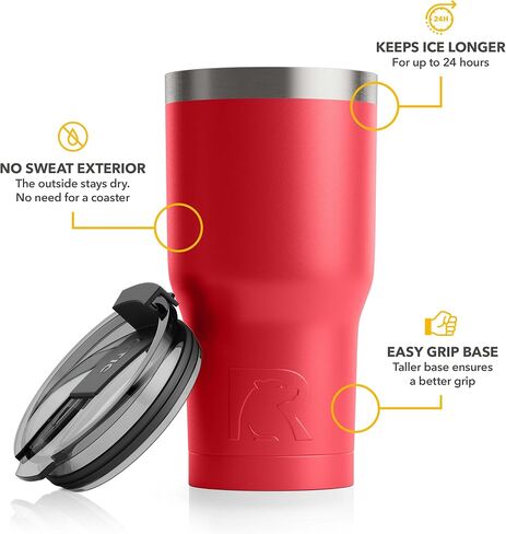 RTIC 20 oz Insulated Tumbler Stainless Steel Coffee Travel Mug with Lid, Spill Proof, Hot Beverage and Cold, Portable Thermal Cup for Car, Camping, Graphite in Kuwait