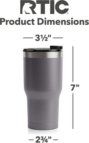 RTIC 20 oz Insulated Tumbler Stainless Steel Coffee Travel Mug with Lid, Spill Proof, Hot Beverage and Cold, Portable Thermal Cup for Car, Camping, Graphite in Kuwait