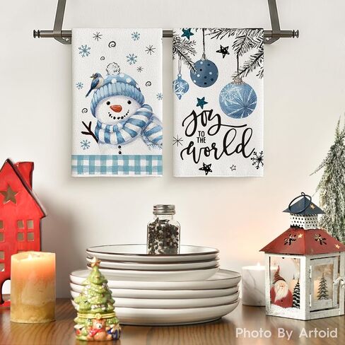 Artoid Mode Black Red Xmas Tree Snowman Christmas Kitchen Towels Dish Towels, 18x26 Inch Holiday Believe Bird Winter Decoration Hand Towels Set of 4 in Saudi Arabia