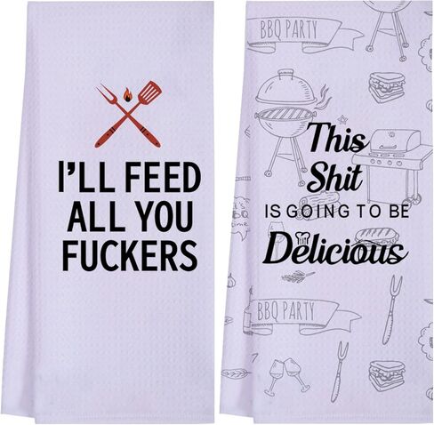 LXOMILL Funny Kitchen Towels for Men, Women, BBQ Grilling Cooking Dish Towels, Funny Birthday Gifts for Husband, Dad, Boyfriend, Friend, Hilarious Gag Gift for Chefs in Saudi Arabia