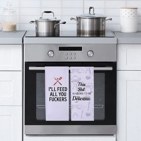 LXOMILL Funny Kitchen Towels for Men, Women, BBQ Grilling Cooking Dish Towels, Funny Birthday Gifts for Husband, Dad, Boyfriend, Friend, Hilarious Gag Gift for Chefs in Saudi Arabia