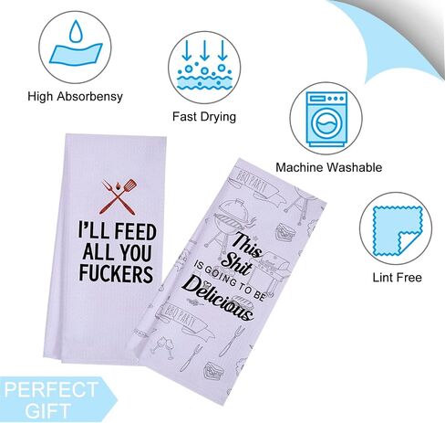 LXOMILL Funny Kitchen Towels for Men, Women, BBQ Grilling Cooking Dish Towels, Funny Birthday Gifts for Husband, Dad, Boyfriend, Friend, Hilarious Gag Gift for Chefs in Saudi Arabia