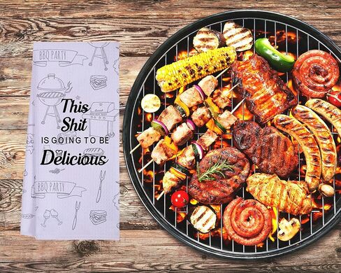 LXOMILL Funny Kitchen Towels for Men, Women, BBQ Grilling Cooking Dish Towels, Funny Birthday Gifts for Husband, Dad, Boyfriend, Friend, Hilarious Gag Gift for Chefs in Saudi Arabia