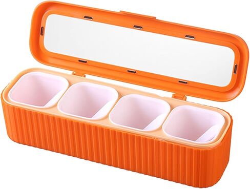 Seasoning Storage Box Sealed 4 Compartment Spice Container Set Household Storage Container Condiment Jars with Spoon for Storage Condiment Sugar Salt Pepper Kitchen Spices ﻿ in Saudi Arabia