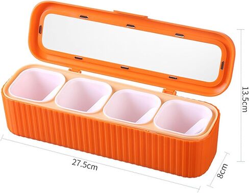 Seasoning Storage Box Sealed 4 Compartment Spice Container Set Household Storage Container Condiment Jars with Spoon for Storage Condiment Sugar Salt Pepper Kitchen Spices ﻿ in Saudi Arabia