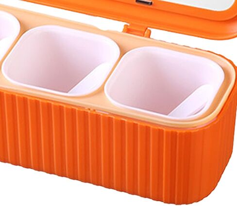 Seasoning Storage Box Sealed 4 Compartment Spice Container Set Household Storage Container Condiment Jars with Spoon for Storage Condiment Sugar Salt Pepper Kitchen Spices ﻿ in Saudi Arabia