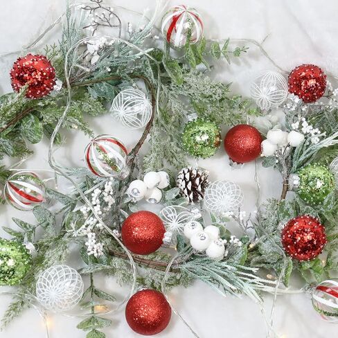 RostCaft 60MM/2.36Inch Clear Christmas Ornaments Set, 24PCS Shatterproof Christmas Ornaments Balls for Christmas Tree Hanging Decorations for Holiday Wedding Gifts Xmas Party Decor - Red/Green/White. in Saudi Arabia