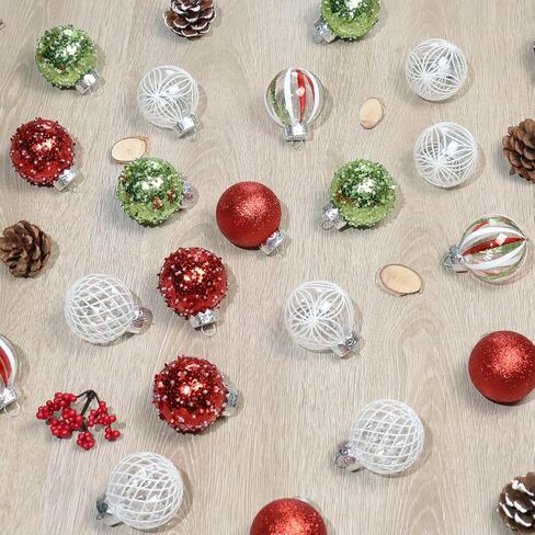 RostCaft 60MM/2.36Inch Clear Christmas Ornaments Set, 24PCS Shatterproof Christmas Ornaments Balls for Christmas Tree Hanging Decorations for Holiday Wedding Gifts Xmas Party Decor - Red/Green/White. in Saudi Arabia