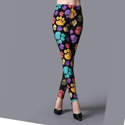 Fashion Pattern Print Leggings for Women,Cozy Beautiful Soft Printed Workout Legging Pants,Leopard/paw/Love Legging Pants in Kuwait