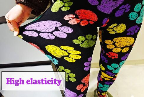 Fashion Pattern Print Leggings for Women,Cozy Beautiful Soft Printed Workout Legging Pants,Leopard/paw/Love Legging Pants in Kuwait