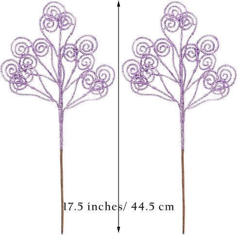 Kesywale 6PCS Artificial Glitter Stems Ornaments 17.5" Sparkly Twigs Sticks Candy Sprays Curly Picks for Christmas Tree Branches Vase Fillers Wedding Party Holiday Arrangement Decor (6, Blue) in Saudi Arabia
