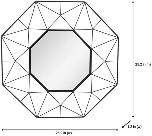 Medium Octagonal Black Metal Frame Modern Mirror (25 in. H x 25 in. W) in Saudi Arabia