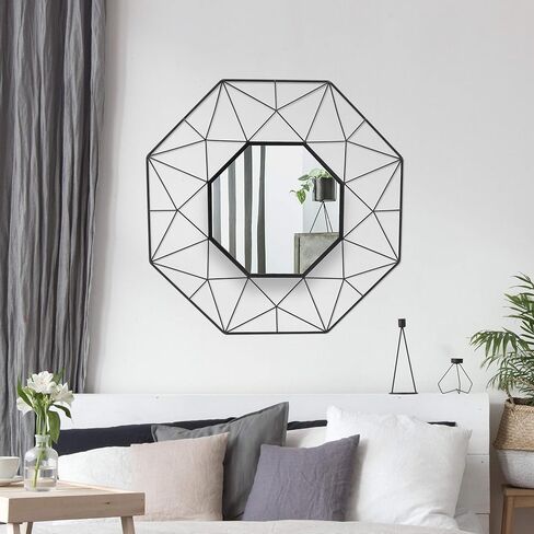 Medium Octagonal Black Metal Frame Modern Mirror (25 in. H x 25 in. W) in Saudi Arabia