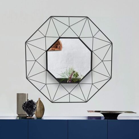 Medium Octagonal Black Metal Frame Modern Mirror (25 in. H x 25 in. W) in Saudi Arabia