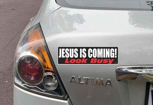 Gear Tatz - Jesus is Coming - Look Busy, Christian Bumper Sticker - 3 x 10 inch - Professionally Made in USA - Vinyl Decal in Saudi Arabia
